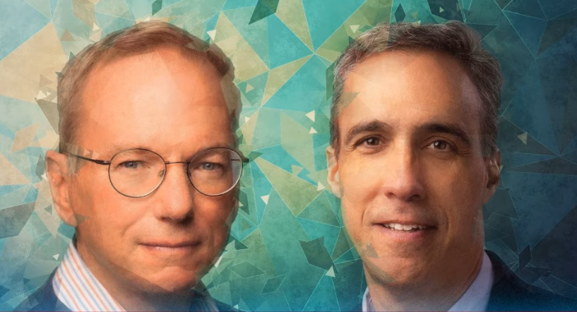 Headshots of Daniel Huttenlocher and Eric Schmidt